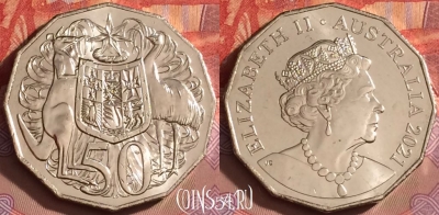 Австралия 50 центов 2021 года, UNC, 094l-085