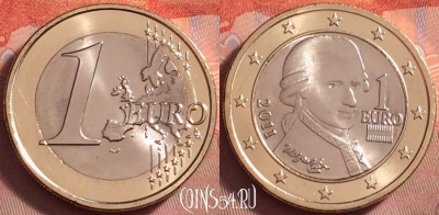 Австрия 1 евро 2011 года, KM# 3142, UNC, 121k-012