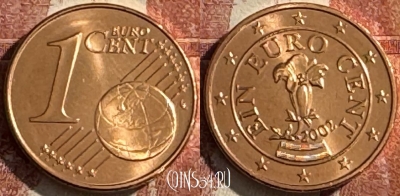 Австрия 1 евроцент 2002 года, KM# 3082, UNC, 507s-081