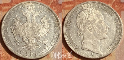 Австрия 1 флорин 1860 года Ag, KM# 2219, 462q-549 ♛