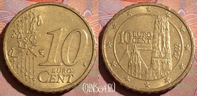 Австрия 10 евроцентов 2002 года, KM# 3085, 225c-067