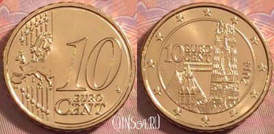 Австрия 10 евроцентов 2014 года, KM# 3139, UNC, 108k-138