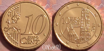 Австрия 10 евроцентов 2014 года, KM# 3139, UNC, 119k-018