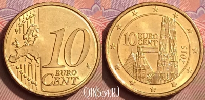 Австрия 10 евроцентов 2015 года, KM# 3139, UNC, 080l-074