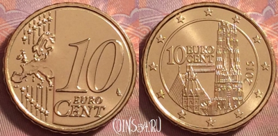 Австрия 10 евроцентов 2015 года, KM# 3139, UNC, 118k-112