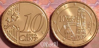 Австрия 10 евроцентов 2015 года, KM# 3139, UNC, 279j-036