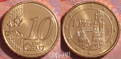 Австрия 10 евроцентов 2017 года, KM# 3139, UNC, 281j-080