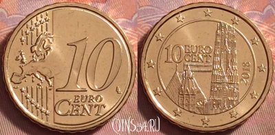 Австрия 10 евроцентов 2018 года, KM# 3139, UNC, 119k-026