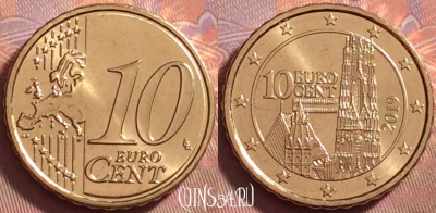 Австрия 10 евроцентов 2019 года, KM# 3139, UNC, 119k-009