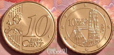 Австрия 10 евроцентов 2019 года, KM# 3139, UNC, 281j-005