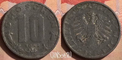Австрия 10 грошей 1948 года, KM# 2874, 446-129