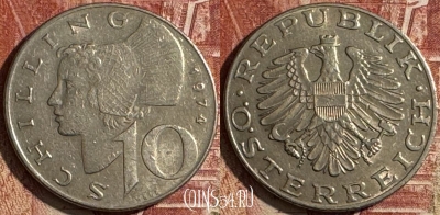 Австрия 10 шиллингов 1974 года, KM# 2918, 504s-117