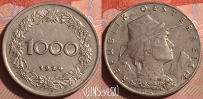 Австрия 1000 крон 1924 года, KM# 2834, 340i-044