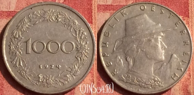 Австрия 1000 крон 1924 года, KM# 2834, 384o-047