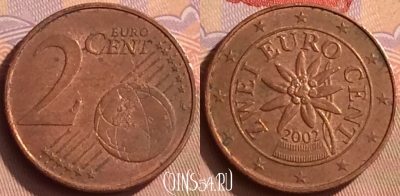 Австрия 2 евроцента 2002 года, KM# 3083, 449-137