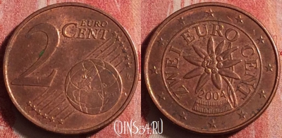 Австрия 2 евроцента 2004 года, KM# 3083, 196j-036