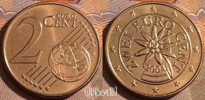 Австрия 2 евроцента 2004 года, KM# 3083, UNC, 511s-125