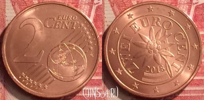Австрия 2 евроцента 2018 года, KM# 3083, UNC, 304m-088