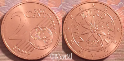 Австрия 2 евроцента 2019 года, KM# 3083, UNC, 108k-046