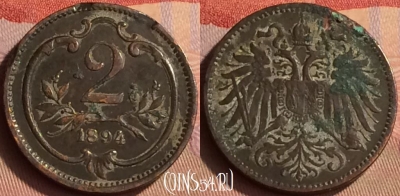 Австрия 2 геллера 1894 года, KM# 2801, 434-090