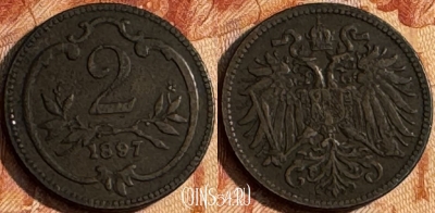 Австрия 2 геллера 1897 года, KM# 2801, 154s-037