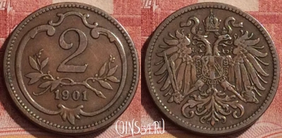 Австрия 2 геллера 1901 года, KM# 2801, 161l-020