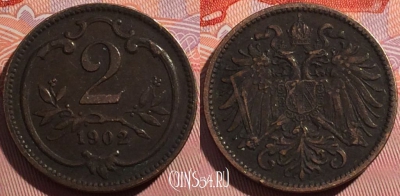 Австрия 2 геллера 1902 года, KM# 2801, a148-088