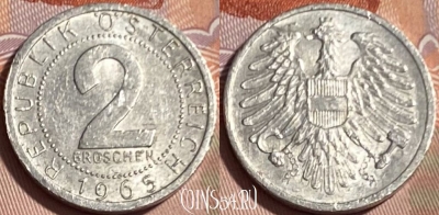 Австрия 2 гроша 1965 года, KM# 2876, 065s-139
