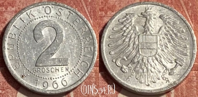 Австрия 2 гроша 1966 года, KM# 2876, 462r-635