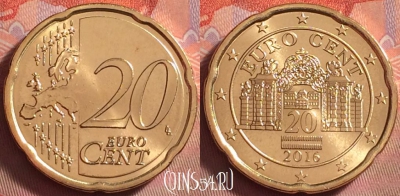 Австрия 20 евроцентов 2016 года, KM# 3140, UNC, 122k-024