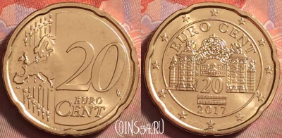 Австрия 20 евроцентов 2017 года, KM# 3140, UNC, 122k-020