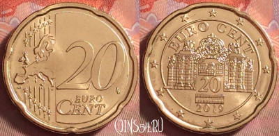 Австрия 20 евроцентов 2019 года, KM# 3140, UNC, 121k-141