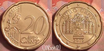 Австрия 20 евроцентов 2019 года, KM# 3140, UNC, 122k-003