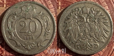Австрия 20 геллеров 1893 года, KM# 2803, 364s-017