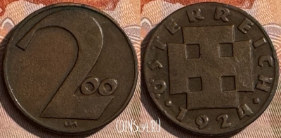 Австрия 200 крон 1924 года, KM# 2833, 468s-708