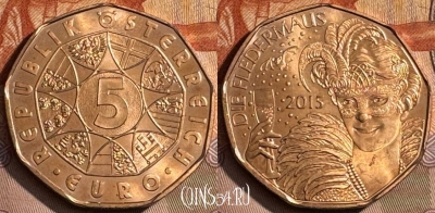 Австрия 5 евро 2015 года, KM# 3237, 467s-620 ♛