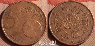 Австрия 5 евроцентов 2004 года, KM# 3084, 432-073