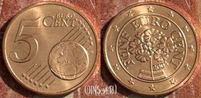 Австрия 5 евроцентов 2004 года, KM# 3084, UNC, 507s-051