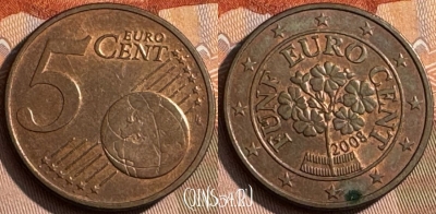 Австрия 5 евроцентов 2008 года, KM# 3084, 467s-549
