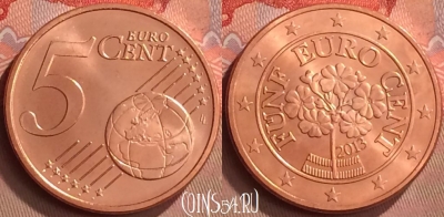 Австрия 5 евроцентов 2013 года, KM# 3084, UNC, 262m-054