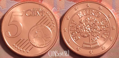 Австрия 5 евроцентов 2014 года, KM# 3084, UNC, 119k-010