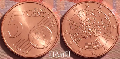 Австрия 5 евроцентов 2015 года, KM# 3084, UNC, 119k-027