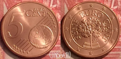 Австрия 5 евроцентов 2015 года, KM# 3084, UNC, 306m-046