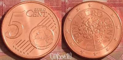 Австрия 5 евроцентов 2017 года, KM# 3084, UNC, 390-102