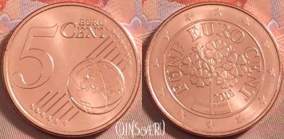 Австрия 5 евроцентов 2018 года, KM# 3084, UNC, 109k-016