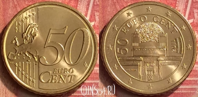 Австрия 50 евроцентов 2011 года, KM# 3141, UNC, 298m-019