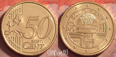 Австрия 50 евроцентов 2018 года, KM# 3141, UNC, 120k-026