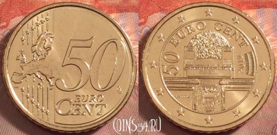 Австрия 50 евроцентов 2019 года, KM# 3141, UNC, 105k-068