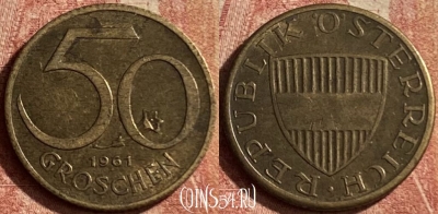 Австрия 50 грошей 1961 года, KM# 2885, 122p-127