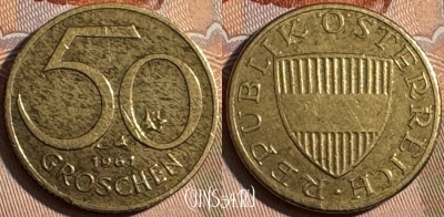 Австрия 50 грошей 1961 года, KM# 2885, 253s-060 ♛